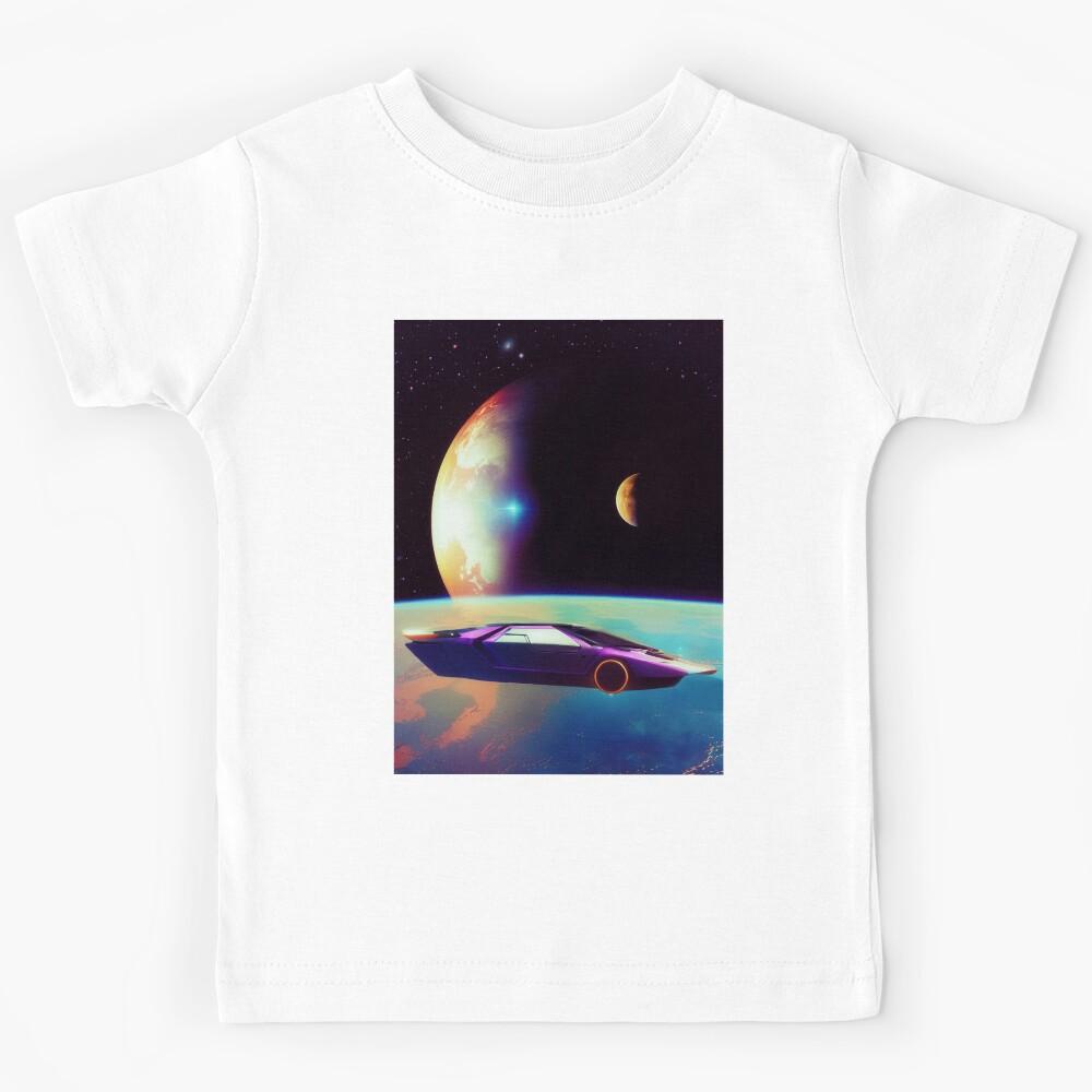 Sportcar Traveling in Space Kids T-Shirt 130