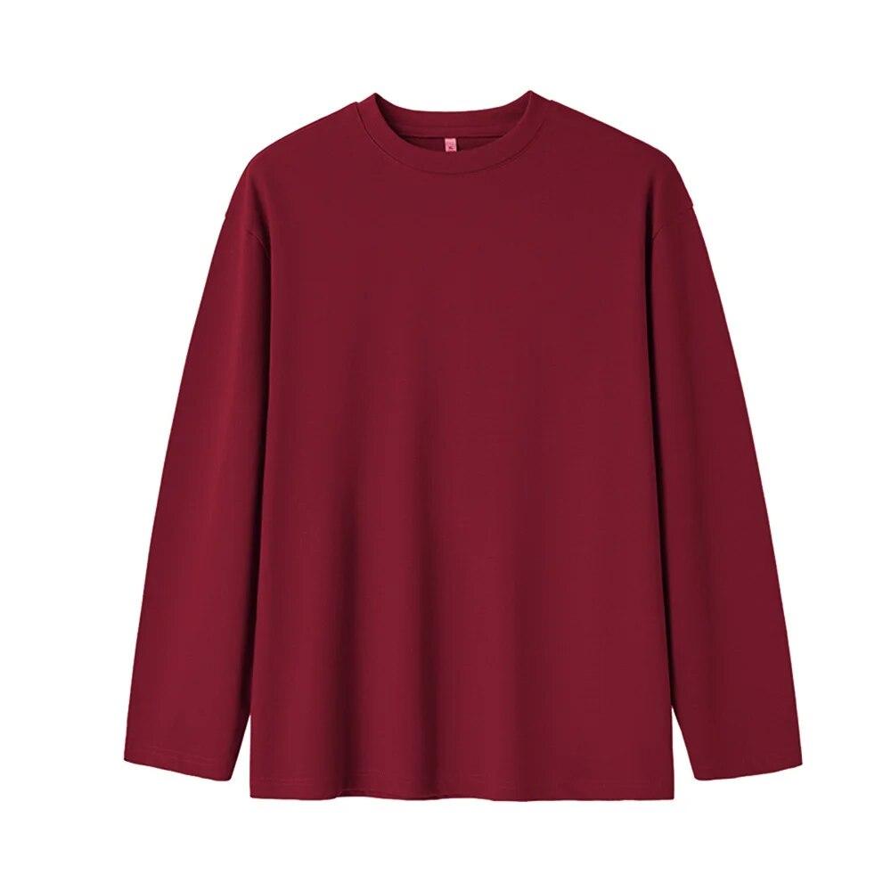 100% Cotton Multi Colors Men's Long-sleeved T-shirt Women Casual Loose T Shirts Basic Style Bottoming Shirt Blouse Tops Tees
