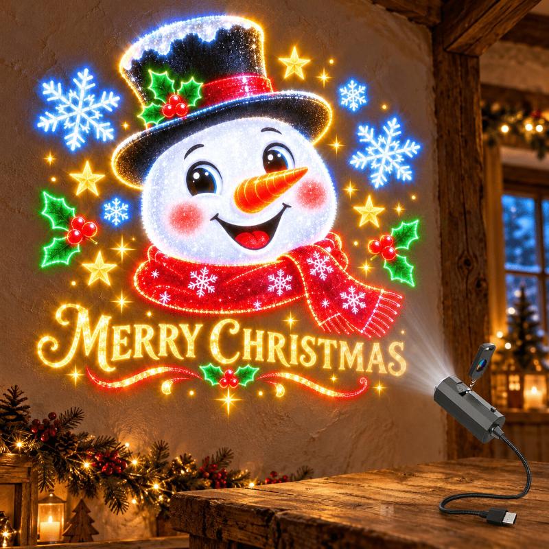 1Set Usb Christmas Theme Projection With 12 Flat Patterns Change Led Projector Decorative Home Lighting