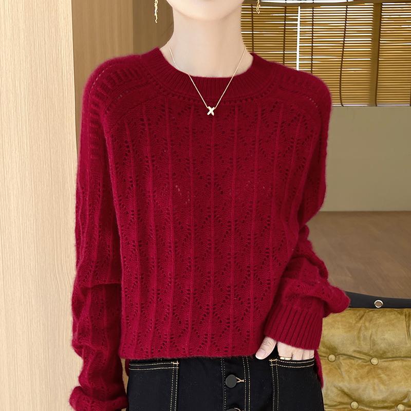 Dámský kašmírový svetr Qinghe kašmír 30% kašmír 70% vlna podzimní a zimní kašmírový svetr ručně tkaný měkký a hřejivý