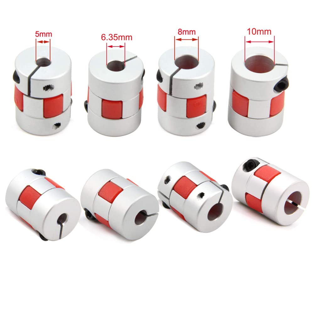 8mm To 8mm Bore Aluminium Plum Flexible Shaft Coupling Servo Stepper Motor Jaw D20xL25 Connector Flexible Shaft Couplers for 3D Printer/CNC