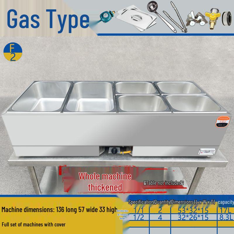 Commercial Gas-Powered Countertop Warming Table with Soup Pot for Fast Food Stalls