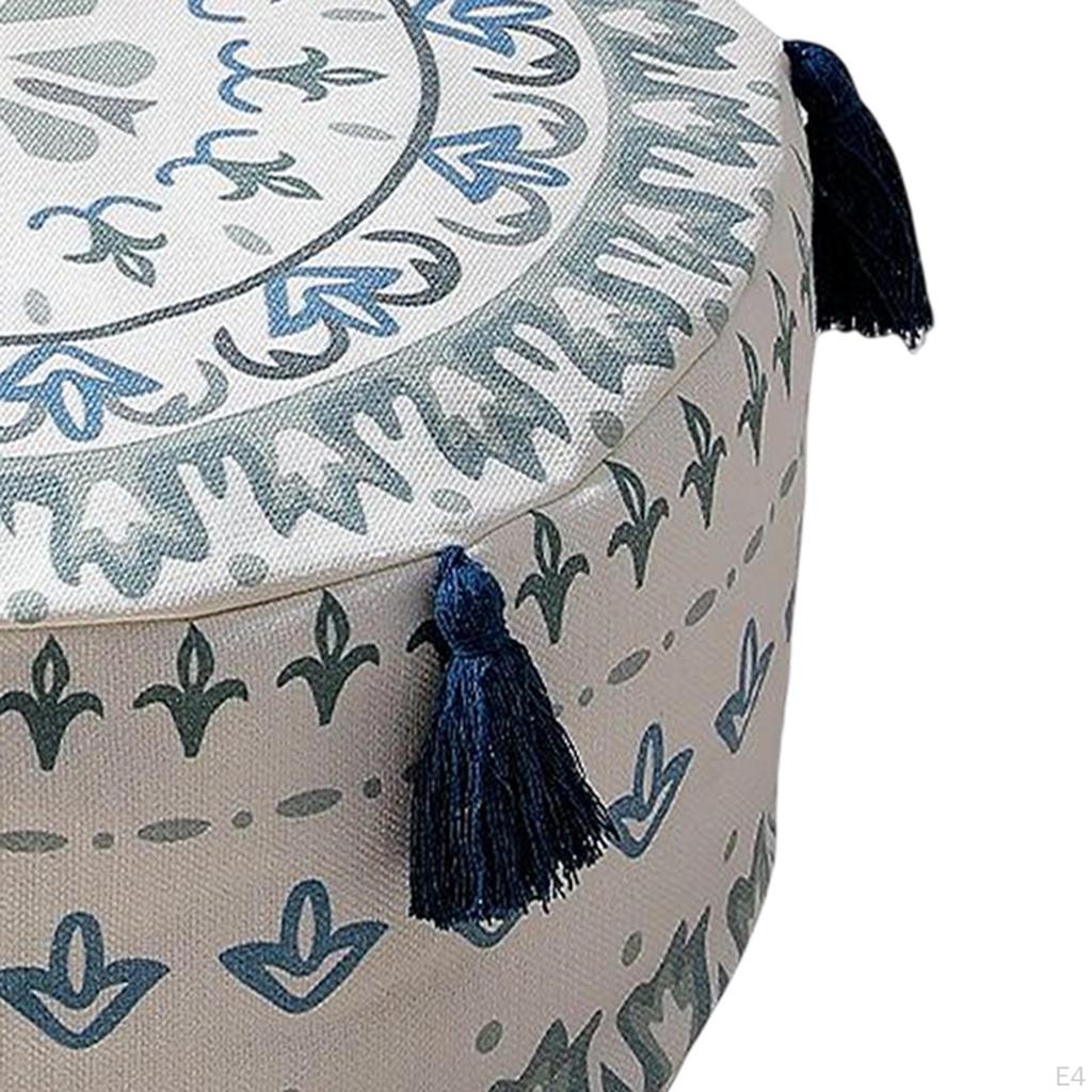 Handmade Unstuffed Pouf Cover Footstool for Bedroom Living Room Decoration