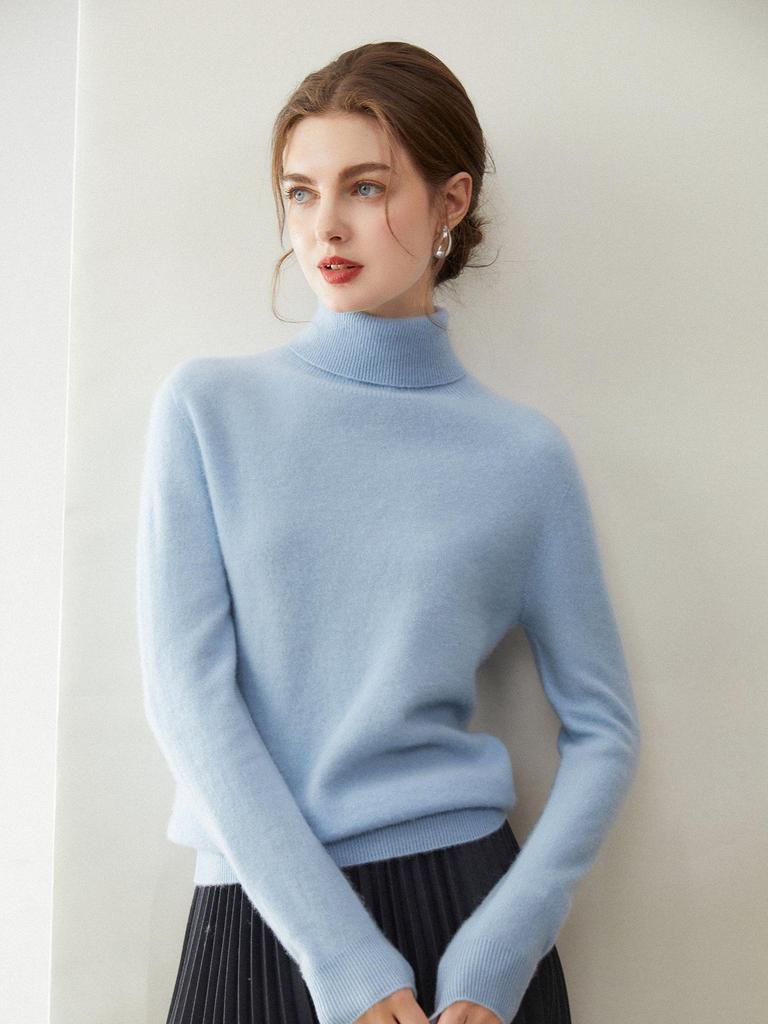 Women's High-Neck 100% Cashmere Sweater - New Long-Sleeved Knitwear for Winter