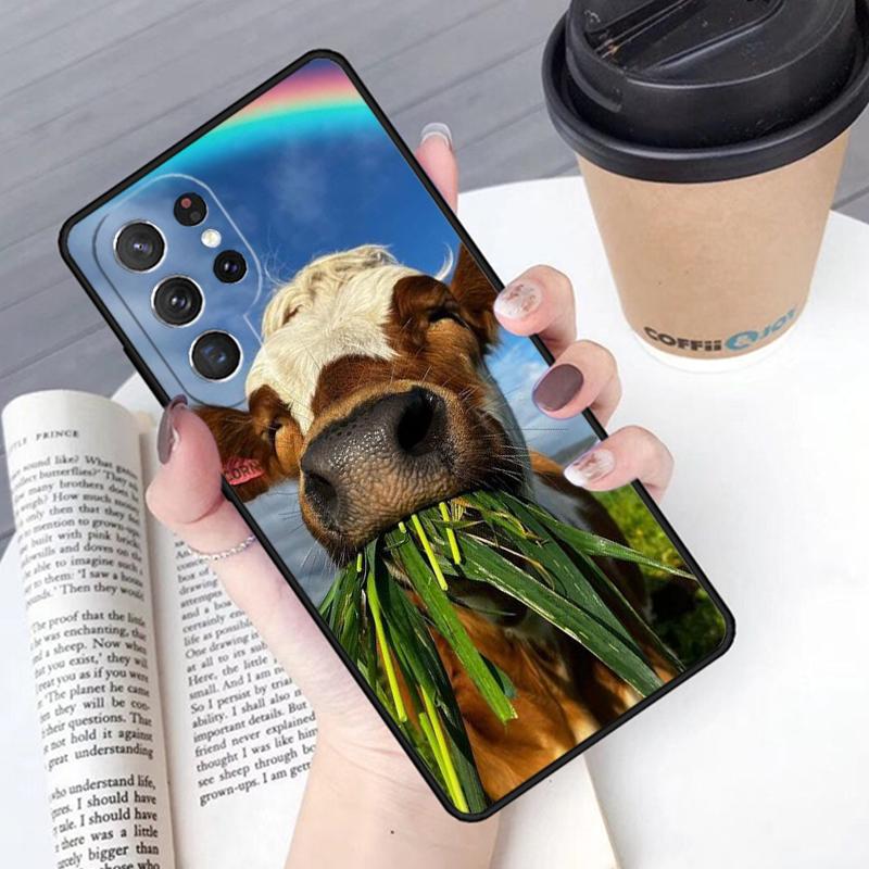 Funny Cow Face phone case Cover For Samsung Galaxy S24 S25 Ultra S21 S22 Ultra S10E Note 10 Plus Note 20 FE S23