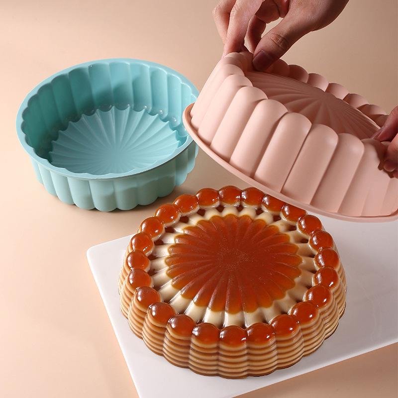 Sunflower Cake Pan 7.87/10.04 Inch Round Cake Baking Pan Nonstick Silicone Cake Molds For Anniversary Cheesecake Bread Mould