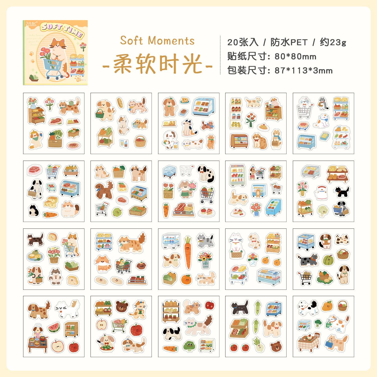 

20 Sheets Cute Cartoon Healing Theme Sticker Book, Soft Girlish Heart Journal Decor, Diary Album DIY Collage Material