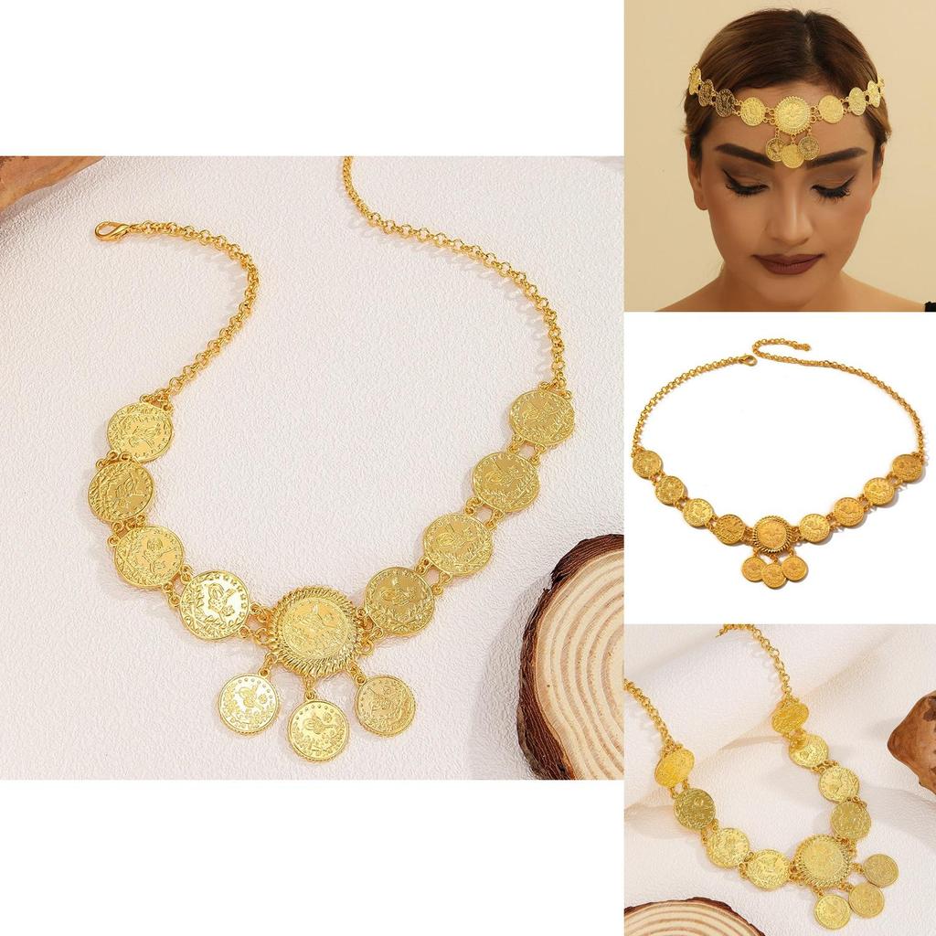 Geometric Style Gold Alloy Headpiece For Bridal And Party Wear With Tassel Details