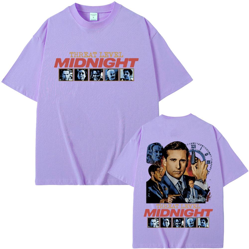 Threat Level Midnight Michael Scott Homage T-shirts Tv Series The Office Dwight Schrute Jim Halpert T Shirts Men Vintage T-shirt