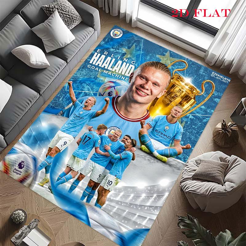 Poster di Erling Haaland Tappeto per Soggiorno Camera da Letto Casa Decorazione Divano, Tappetino Antiscivolo per Giochi per Bambini