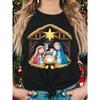 Women'S Short-Sleeve Round-Neck Casual T-Shirt with a Christmas Religious Scene Print