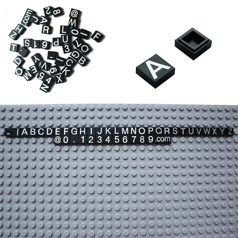 Byggeklodser 41 stk. DIY Bogstaver Tal Fliser Print Constructor Model Tilbehør Figurer Klodser Glatte 1x1 3070 MOC