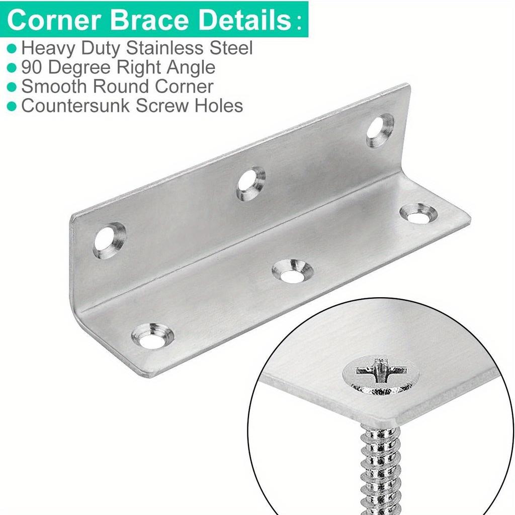 Angle Brackets Heavy Duty Corner Brace 90 Degree Internal L Brackets for Wood Joint Fastener L Angle Brackets for Window Cabinet Table Furniture