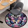 1pc Butterfly Flowers Round Chair Mat Office Area Rug - Non-Slip, Floor Mat for Office, Bedroom, Ideal Home Decor Gift C0112058
