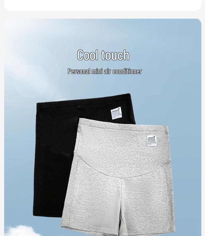 Maternity Casual Wide-Leg Cotton Shorts - Solid Color, Three-Quarter Length, Summer Wear