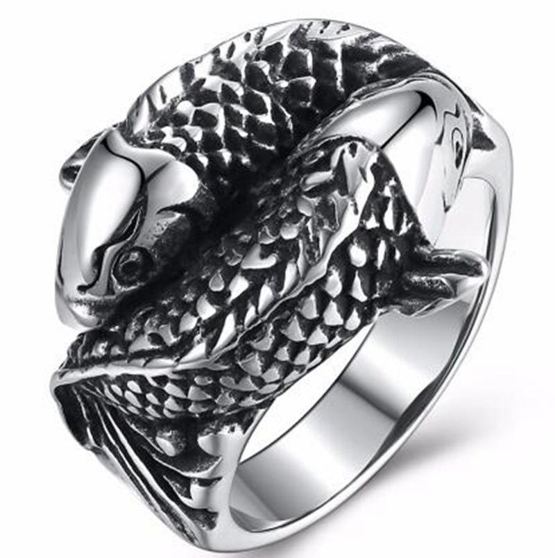

Men s Punk Alloy Pisces Ring Jewelry Size 12 античний срібного кольору