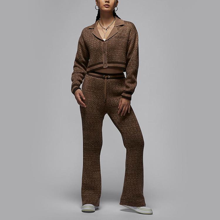 Jordan Air Knit Top Soft Knit Polo Sweater Women Tops Khaki FZ4196-223