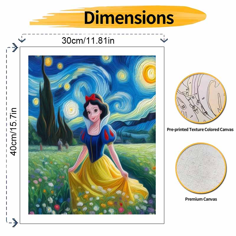 Disney DIY Painting Kit Snow White Starry Night Style Home Decor Craft Gift Idea Wall Art Canvas Decor For Living Room Master Bedroom