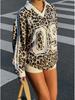 New Retro Striped V-Neck Loose Hoodie with Letter Print
