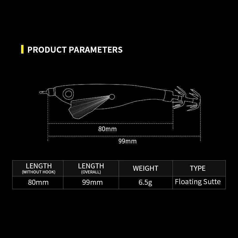 99mm Floating Luminous Squid Jig Topwater Artificial Lure for Saltwater Squid Fishing Glow Night Bait with Feathered Hooks
