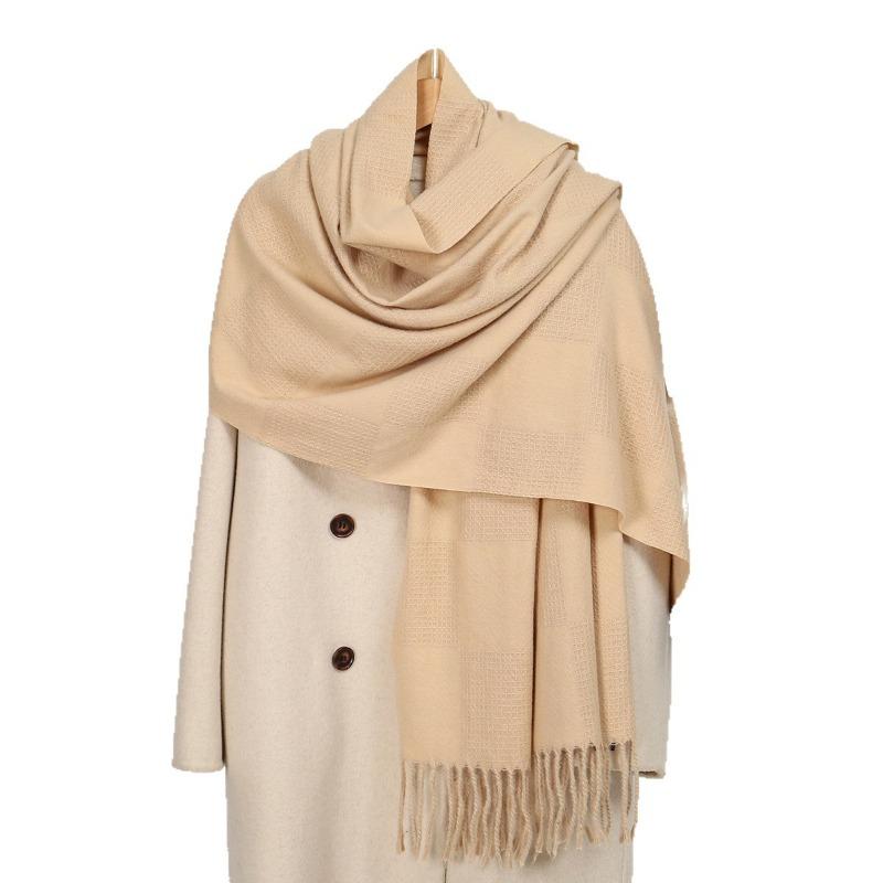 Hot-selling New Monochrome Imitation Cashmere Versatile Fringed Scarf In Autumn and Winter, Warm Long Shawl Scarf