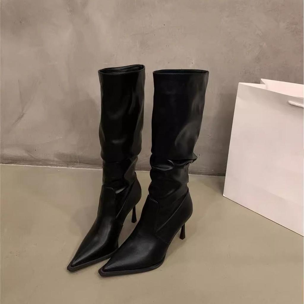 High heel pointed pile retro high boots children autumn and winter new fashion thin heel boots children