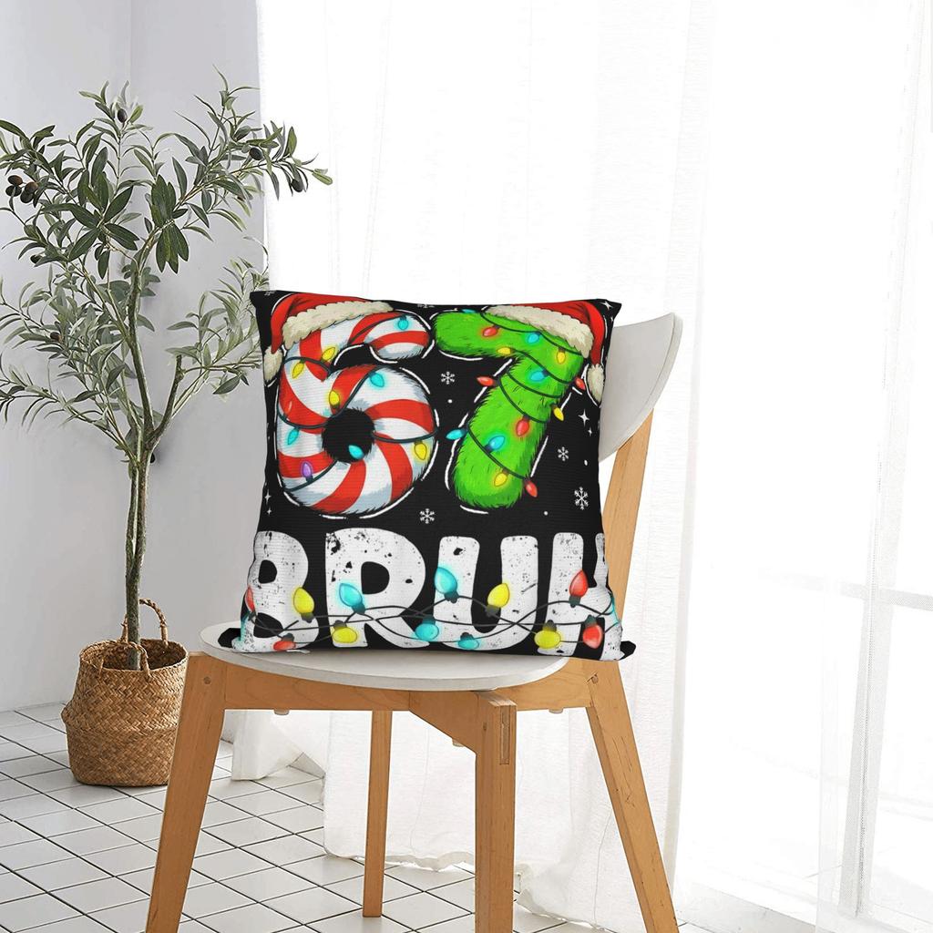 Poszewka na poduszkę Bruh 67 Boże Narodzenie Sześć Siedem 6 7 Mem Pokrycie poduszki Morden Pokrycie poduszki Poszewki na poduszki na krzesło Sofę Dekoracja domu