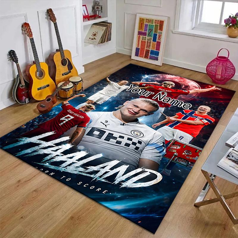 Haaland Design Area Rug Personalized Name- Non-Slip, Soft & Cozy Floor Mat for Living Room, Office - Indoor/Outdoor Carpet