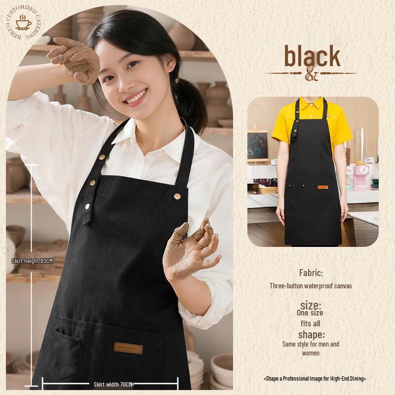Handun 3-Pack Waterproof Canvas Restaurant Aprons