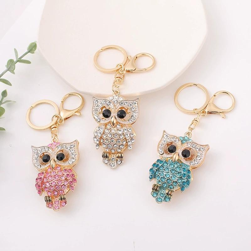 Owl Crystal Keyring Charm Pendant Handbag Purse Bag for Key Ring Chain Keychain