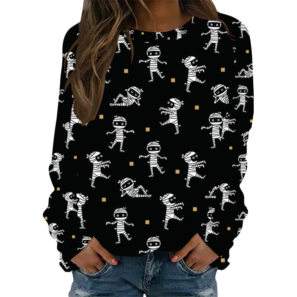Halloween Pattern Sweatshirts Pumpkin Bat 3D Print Women's Hoodies Raglan Long Sleeve Pullovers Harajuku Tops Female Clothing