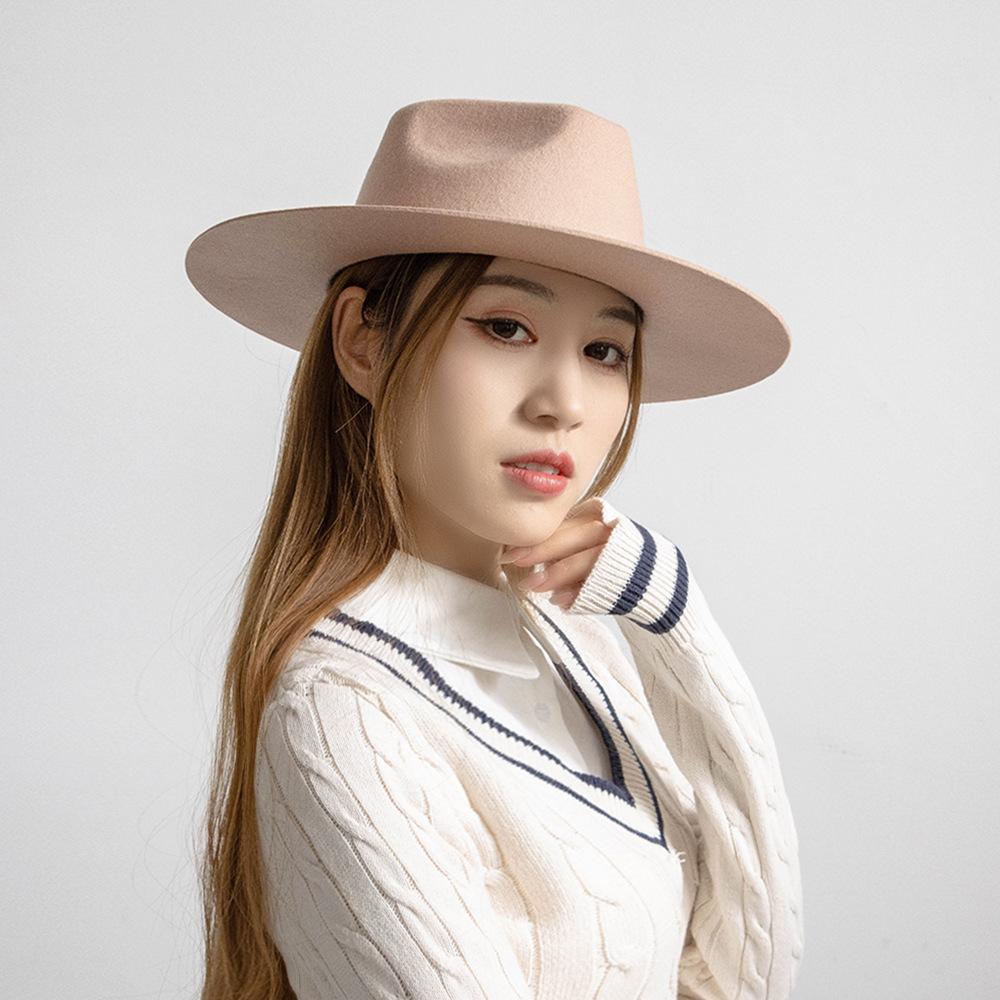 European and American new fashion casual arrow top wide brim wool jazz hat retro felt hat