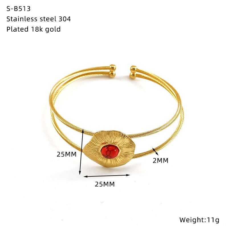 Gold Titanstahl Armband Verblasst Nicht Türkis Design Einfaches Luxusarmband Armband