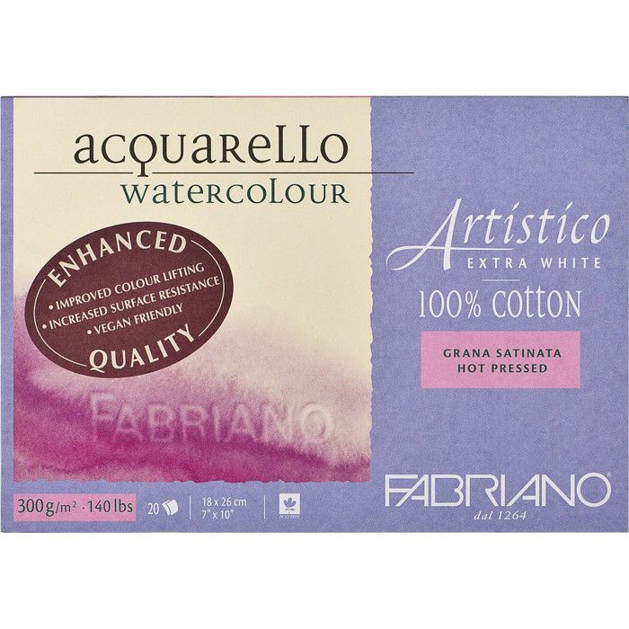 FABRIANO ARTISTICO X WHITE- Blok18x26-300g-20 arkuszy- satynowany