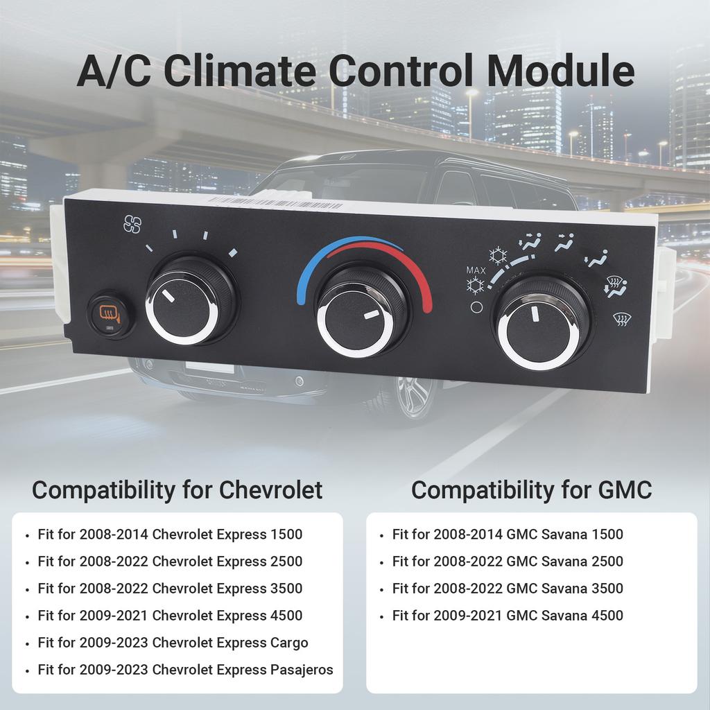 A/C Control Panel For Chevrolet Express Cargo Parsajeros GMC Savana 2500 3500 4500 Heater A/C Control Switch OE 599-294 15773679