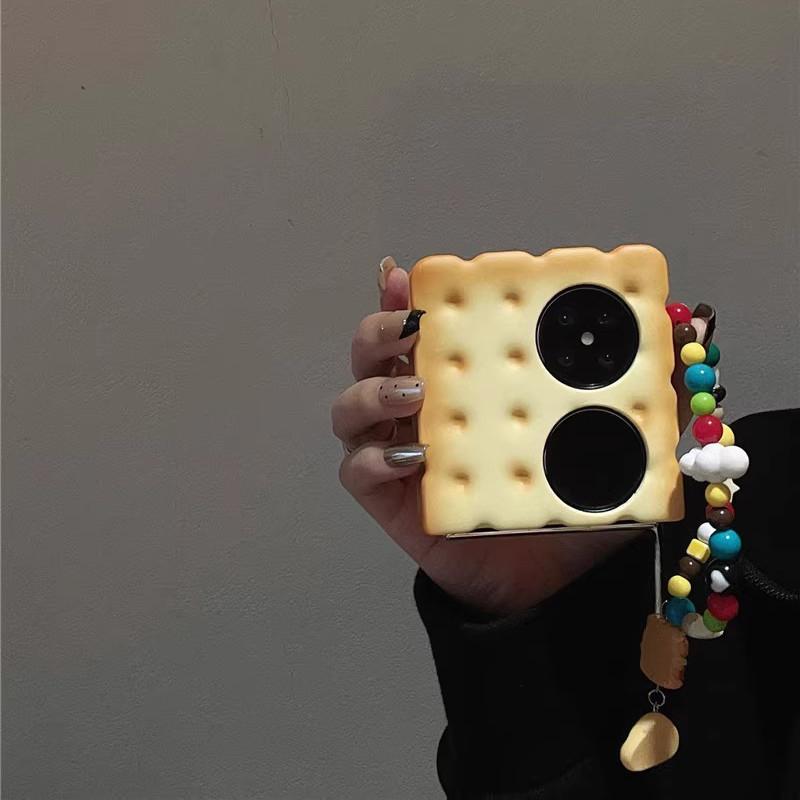 Cute Funny 3d Biscuit Phone Case for Samsung Galaxy Z Flip 6 ZFlip5  Z Flip 6 Case with Hinge Protector
