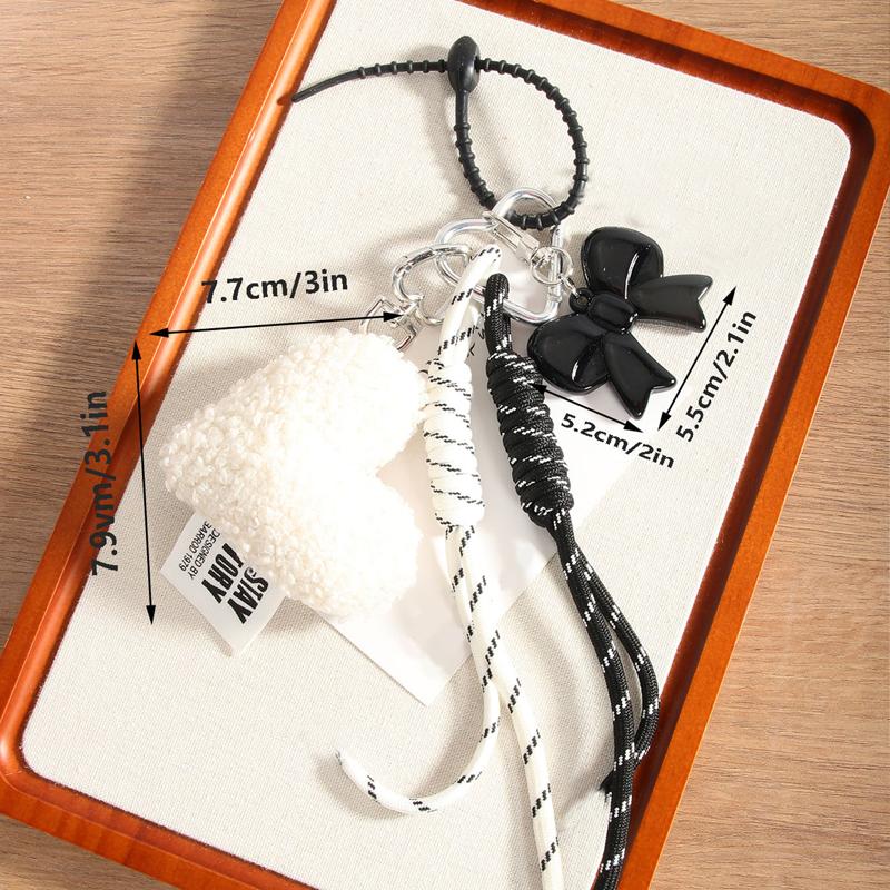 Plush Heart  Keychain Woven Rope Exquisite Creative Design Backpack High-end DIY Bow Keychain Accessory Gift