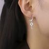 Teamer Flower Key Dangle Earrings For Women Girls Stainless Steel Hoop Earrings Delicate Gentle Sweet Style Zircon Trinket Gift