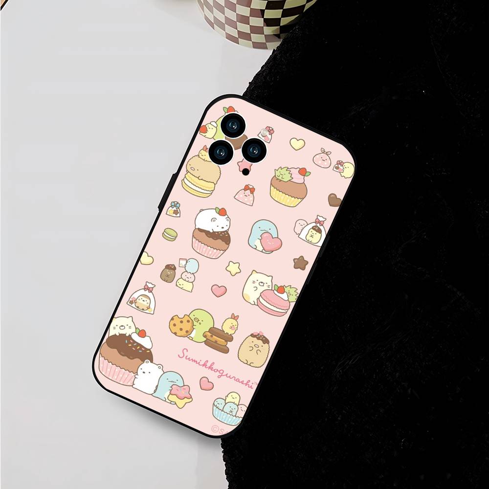 Cute Cartoon Sumikko Gurashi For iPhone 13,17,11,12,16,14,15,Plus,Pro Max Soft Silicone Black Phone Case
