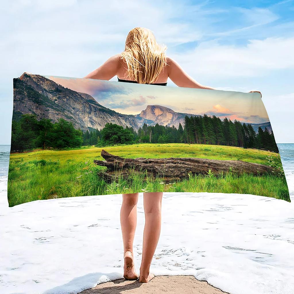 Ocean Wave Bath Towel - Vibrant Sunset Design, Soft Absorbent, Perfect for Summer Relaxation, Adds Beach Vibes to Your Vacation