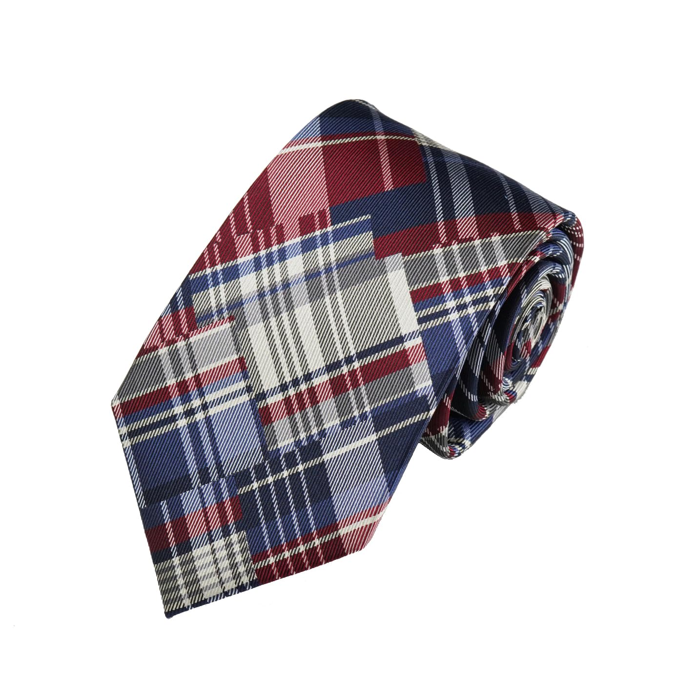 

[New Yorker Blue] Checkered (Patchwork) Necktie NB913918 Navy Red One Size Fits All Business Suit Style Gift