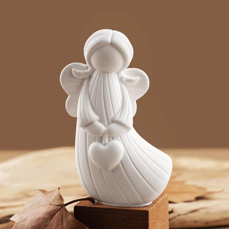 2Pcs Diy Handmade Angel Plaster Resin Moulds With Heart Star Designs 3D Angel Silicone Moulds Decorative Sculptures Craft