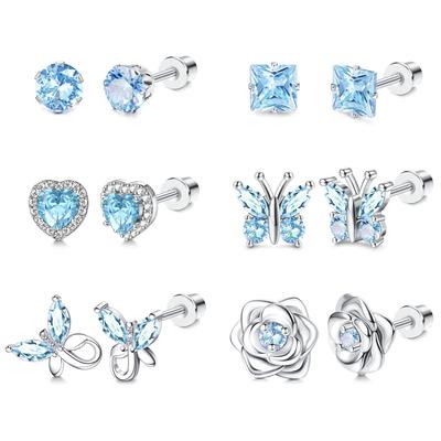 LOYALLOOK Earrings for Popular Hypoallergenic Stainless 12 Single Stud Earrings Women, Earrings, Butterfly, Heart, Earrings, Steel, Platinum, Zircon,