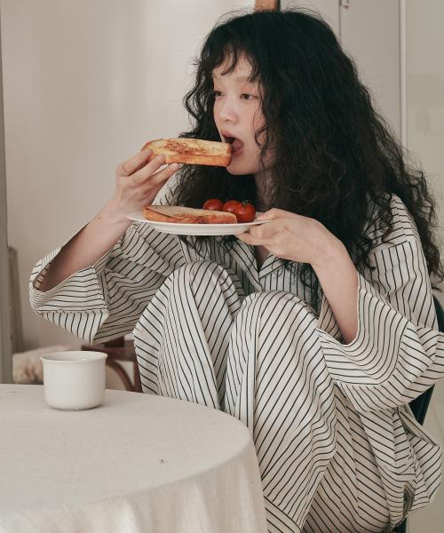 [OGGITT] Dormitory Bean Stripe Pajamas Black White [Shipped from Korea] 100% Authentic