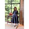 Rochie de damă de primăvară și toamnă, cu mânecă lungă, cu gât rotund, la modă vintage, cu fundul aerisit