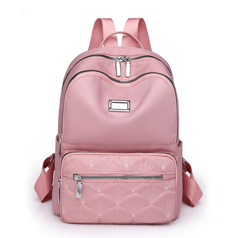 

Женский рюкзак, однотонный рюкзак большой емкости, многослойная студенческая сумка розовый