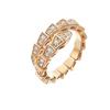 Korean Version Snake Bone Ring Half Circle with Diamond Opening Spring Full Diamond Snake Head Ring Jewelry