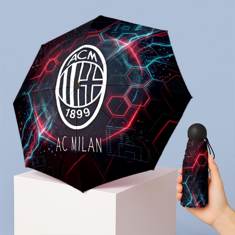 AC Milan Pattern Printed Mini 5 Folds 8 Ribs Compact Umbrella Windproof Waterproof Lightweight Portable Folding