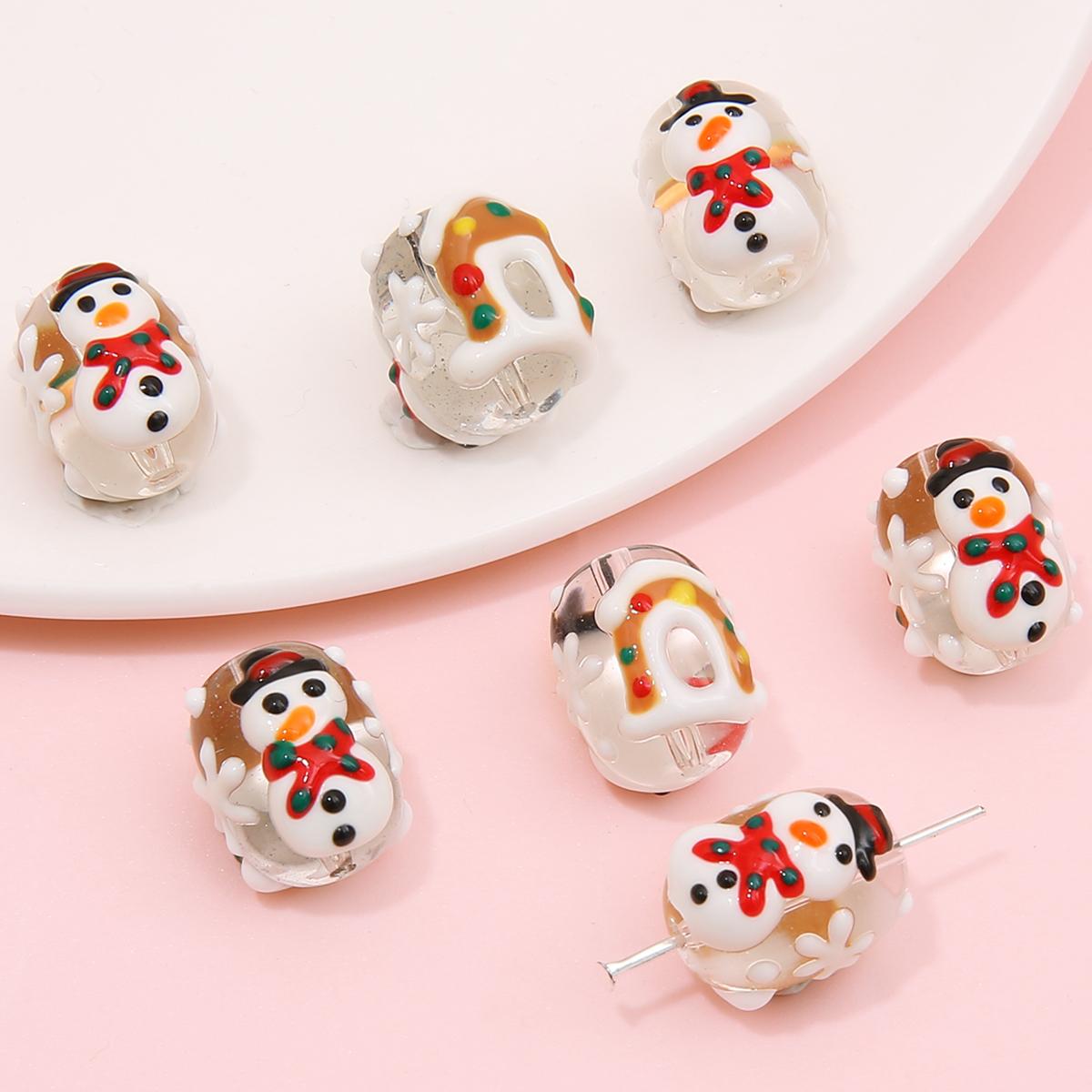 

1 шт./упак. стеклянные бусины ручной работы лэмпворк, очаровательные рождественские украшения, бусины для рождественских ювелирных изделий, изготовление подарков 14x16mm 1pc/bag