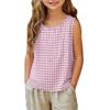 Ärmelloses Tanktop für Mädchen Lässige karierte Weste Leichtes Sommerhemd für Kinder Weicher atmungsaktiver Stoff Bequeme Passform